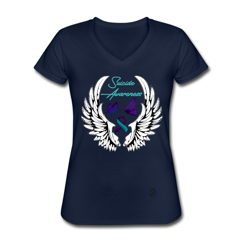 Survivor Of Suicide V-Neck Tee navy Loyalty Vibes