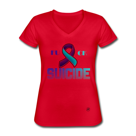 Fk Suicide V-Neck Tee red Loyalty Vibes