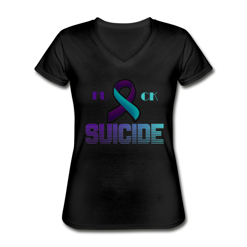 Loyalty Vibes Fk Suicide V-Neck Tee black