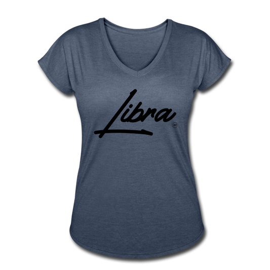 Sassy Libra Women's V-Neck T-Shirt navy heather Loyalty Vibes