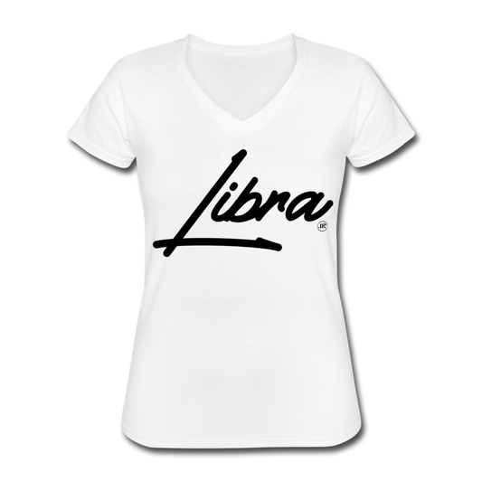 Sassy Libra Women's V-Neck Tee white Loyalty Vibes
