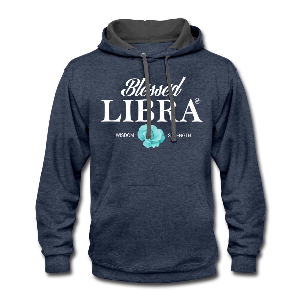 Blessed Libra Men's Hoodie - White indigo heather asphalt Loyalty Vibes
