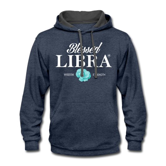 Blessed Libra Men's Hoodie - White indigo heather asphalt Loyalty Vibes