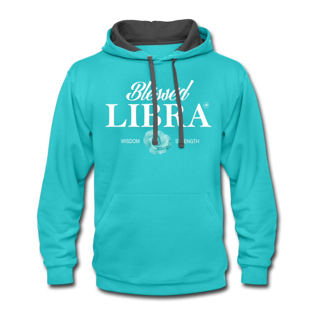 Blessed Libra Men's Hoodie - White scuba blue asphalt Loyalty Vibes