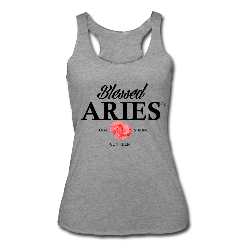 Blessed Aries Women’s Racerback Tank Top heather gray Loyalty Vibes