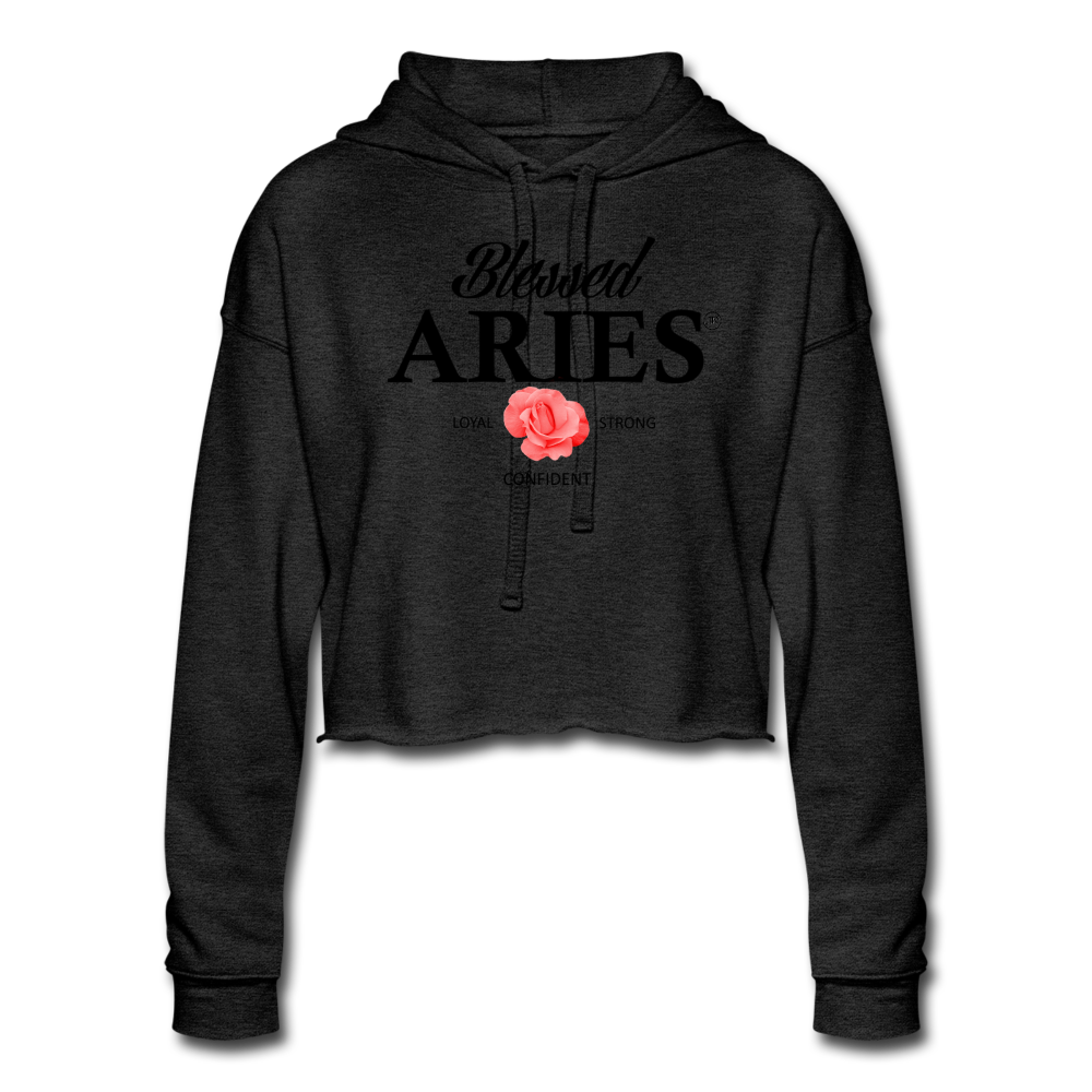Blessed Aries Women's Cropped Hoodie deep heather Loyalty Vibes