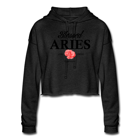 Blessed Aries Women's Cropped Hoodie deep heather Loyalty Vibes