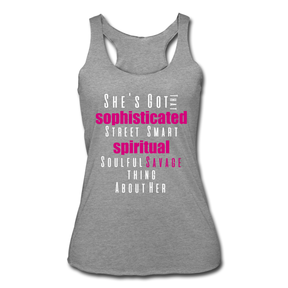 Sophisticated Savage Women’s Tri-Blend Tank Top heather gray - Loyalty Vibes
