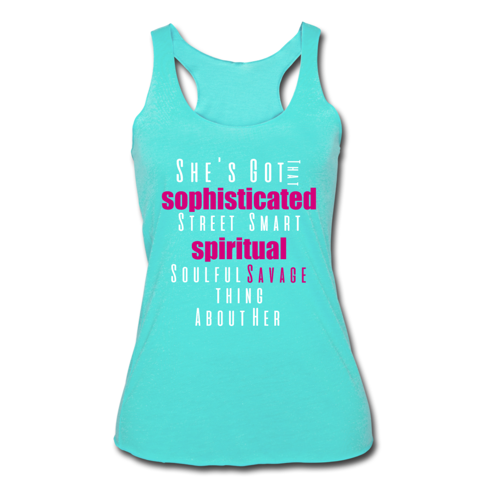 Sophisticated Savage Women’s Tri-Blend Tank Top turquoise - Loyalty Vibes