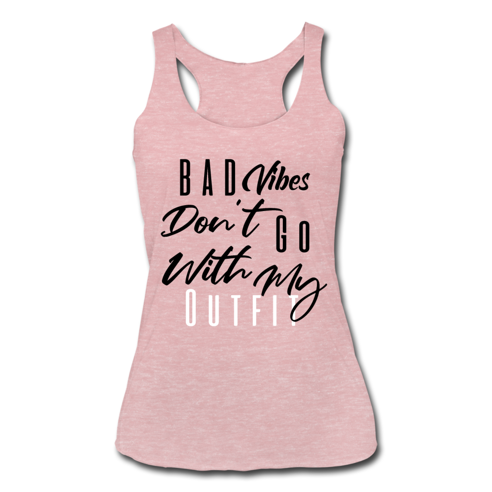 Bad Vibes Women's Tri-Blend Tank Top heather dusty rose Black - Loyalty Vibes