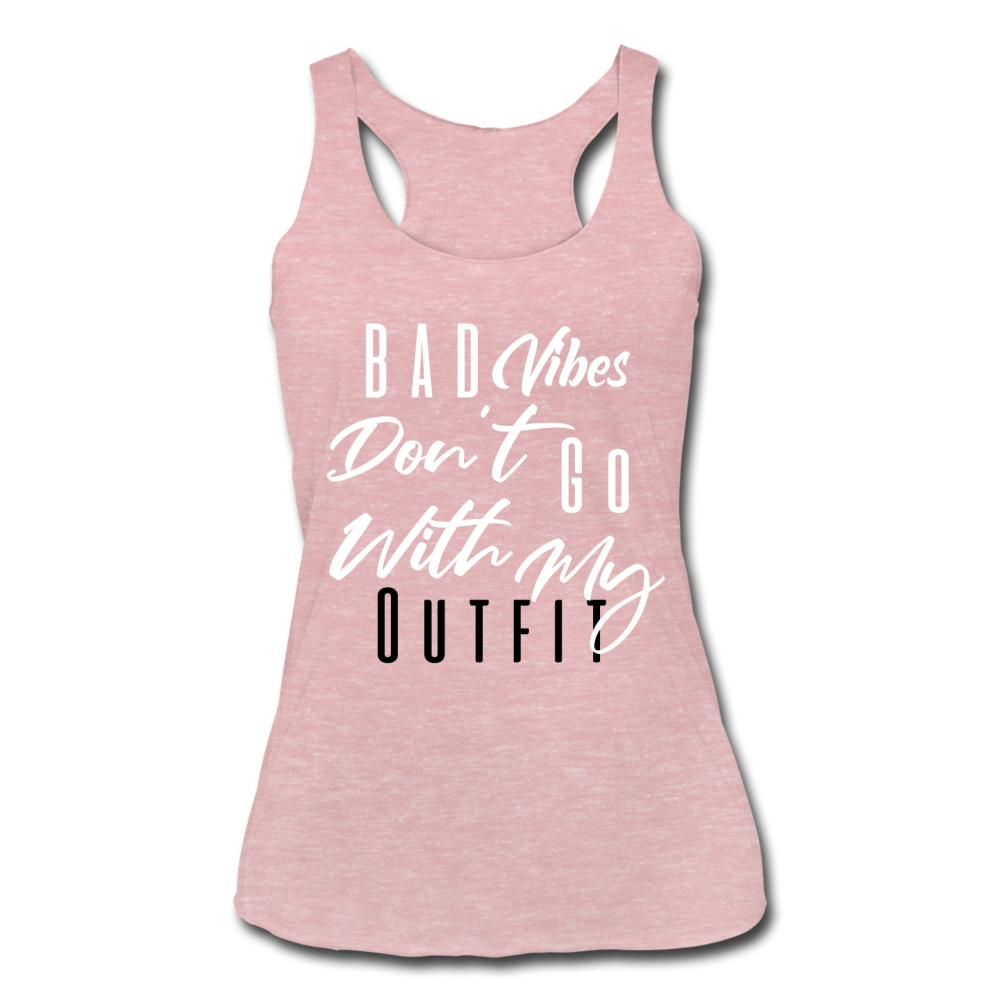 Bad Vibes Women's Tri-Blend Tank Top heather dusty rose White - Loyalty Vibes