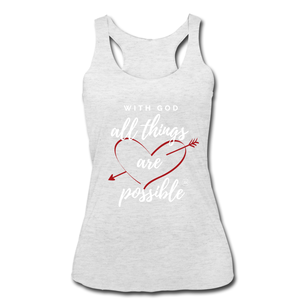 With God All Things Are Possible Tank Top heather white - Loyalty Vibes