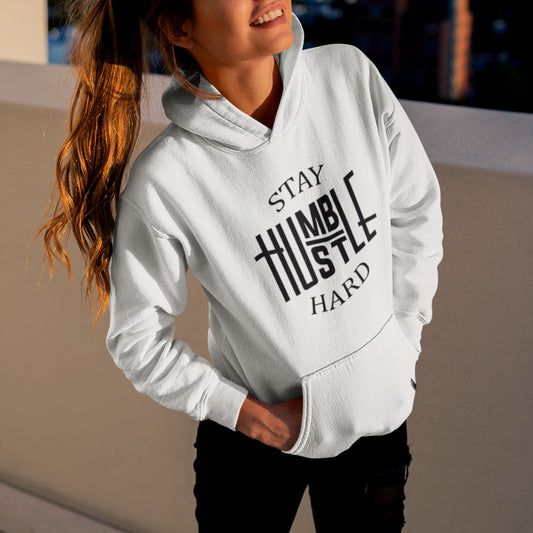 Loyalty Vibes Stay Humble Hustle Hard Women's Hoodie White Loyalty Vibes