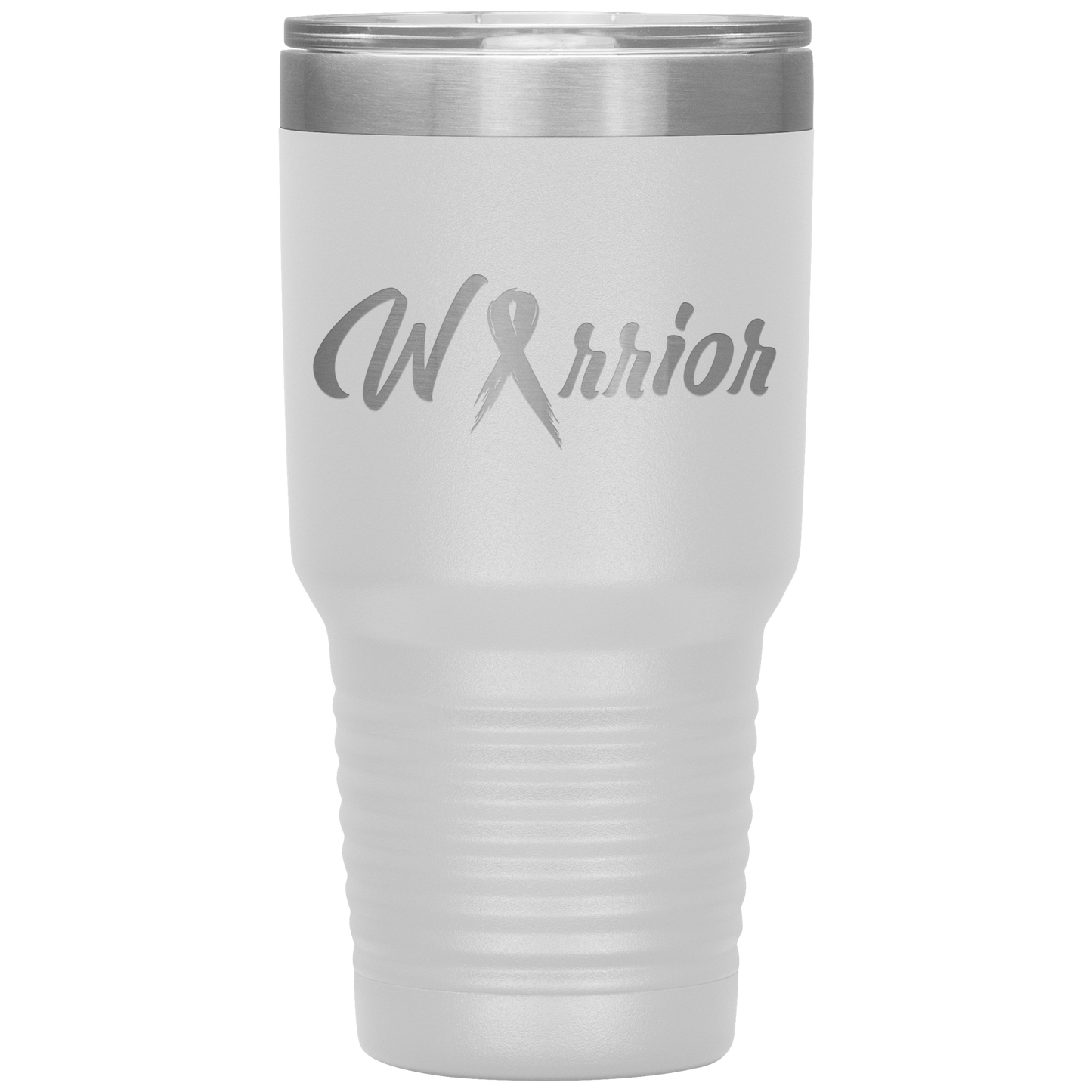 Breast Cancer Warrior Tumbler White 30oz. Stainless Steel - Loyalty Vibes
