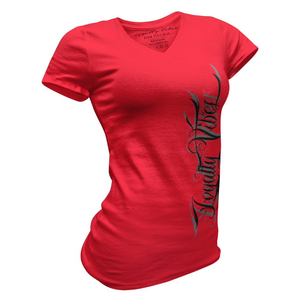 Loyalty Vibes Women's Street Style Magnitude Logo V-Neck Tee Loyalty Vibes