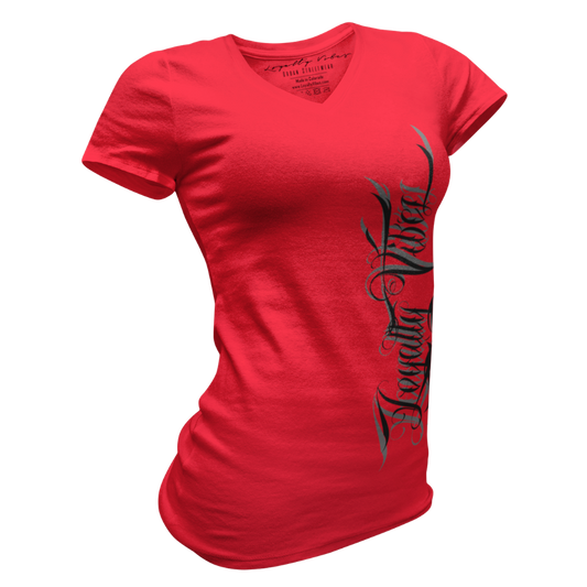 Loyalty Vibes Women's Street Style Magnitude Logo V-Neck Tee Loyalty Vibes
