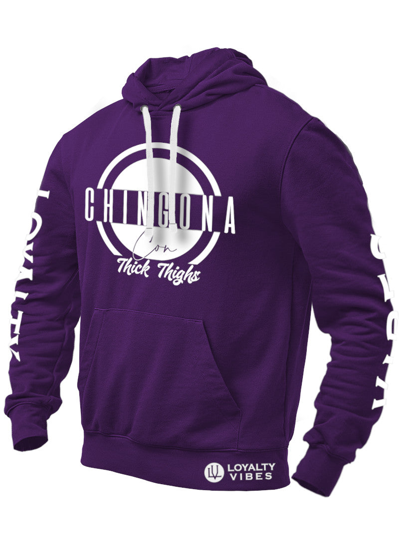 Chingona Con Thick Thighs Graphic Hoodie Purple - Loyalty Vibes