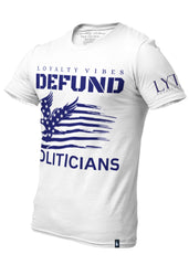 America Defund Politicians Graphic T-Shirt White Navy Blue - Loyalty Vibes