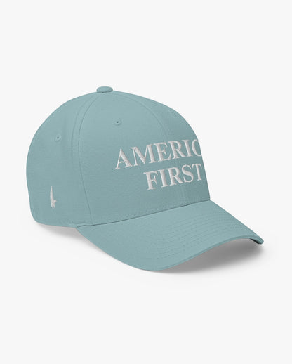 America First Fitted Hat Baby Blue Loyalty Vibes