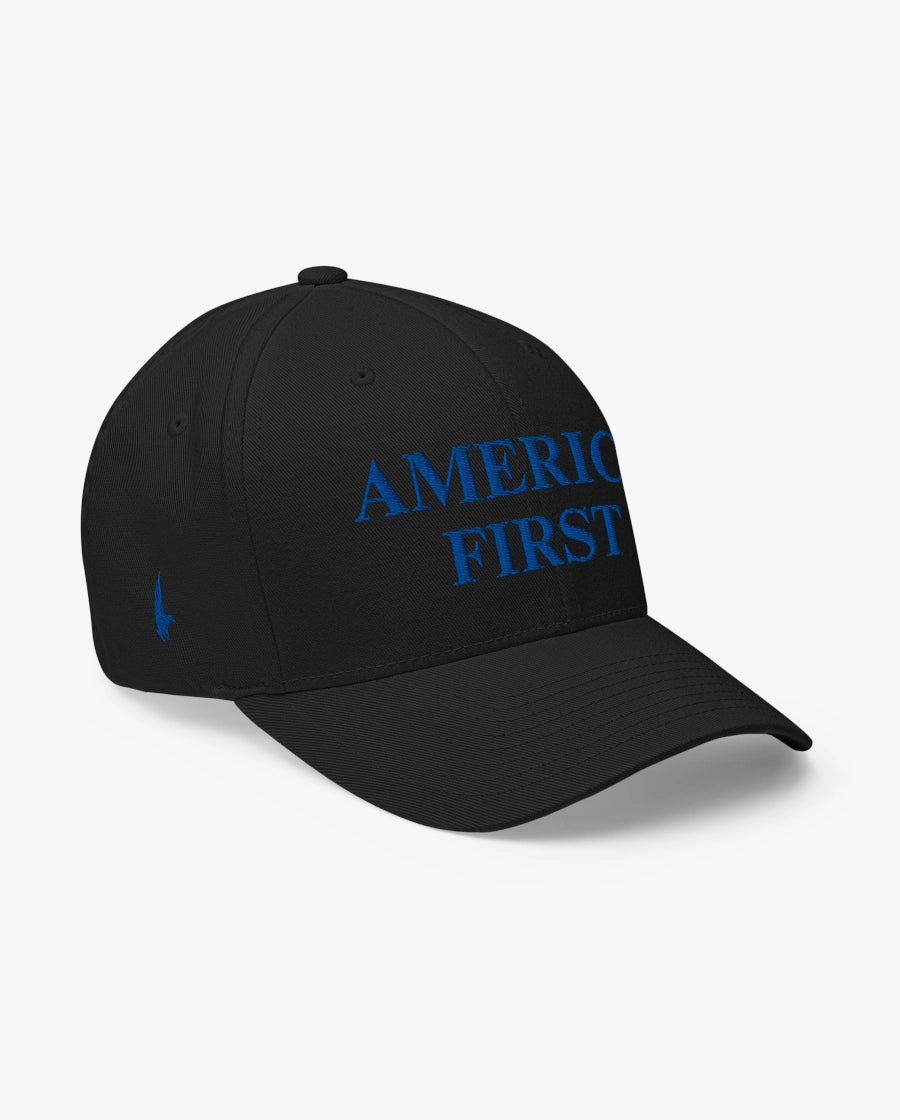 America First Fitted Hat Black/Blue Loyalty Vibes