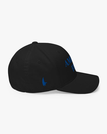 America First Fitted Hat Black/Blue Right Loyalty Vibes