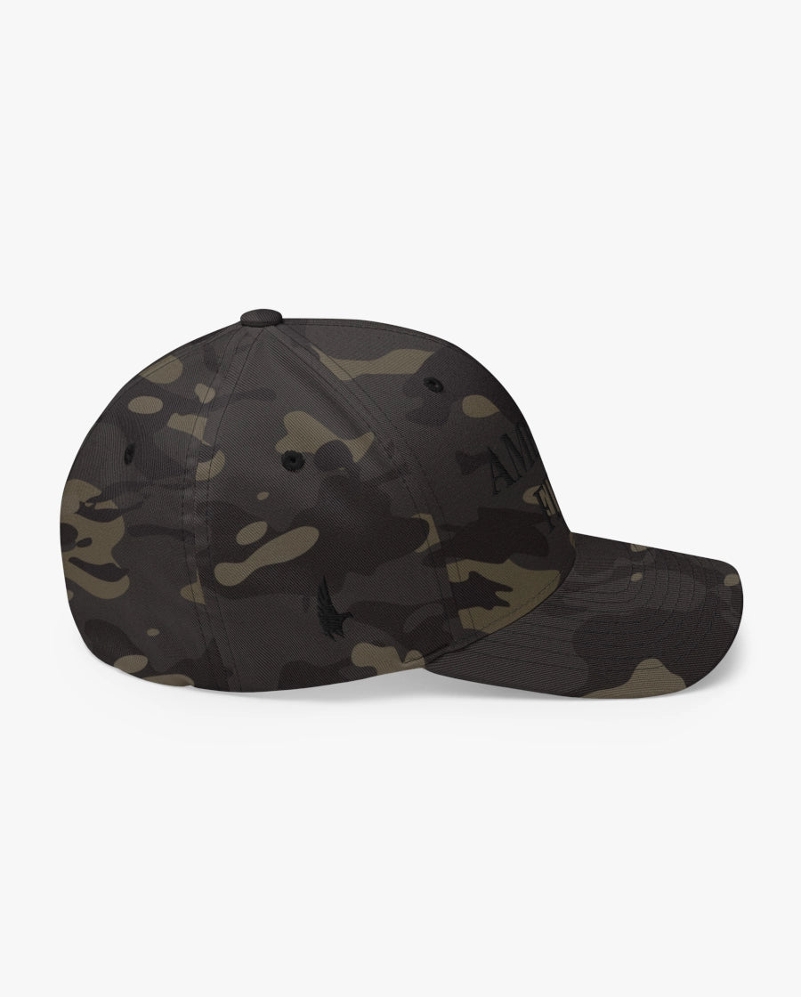 America First Fitted Hat Black Camo/Black Right Loyalty Vibes