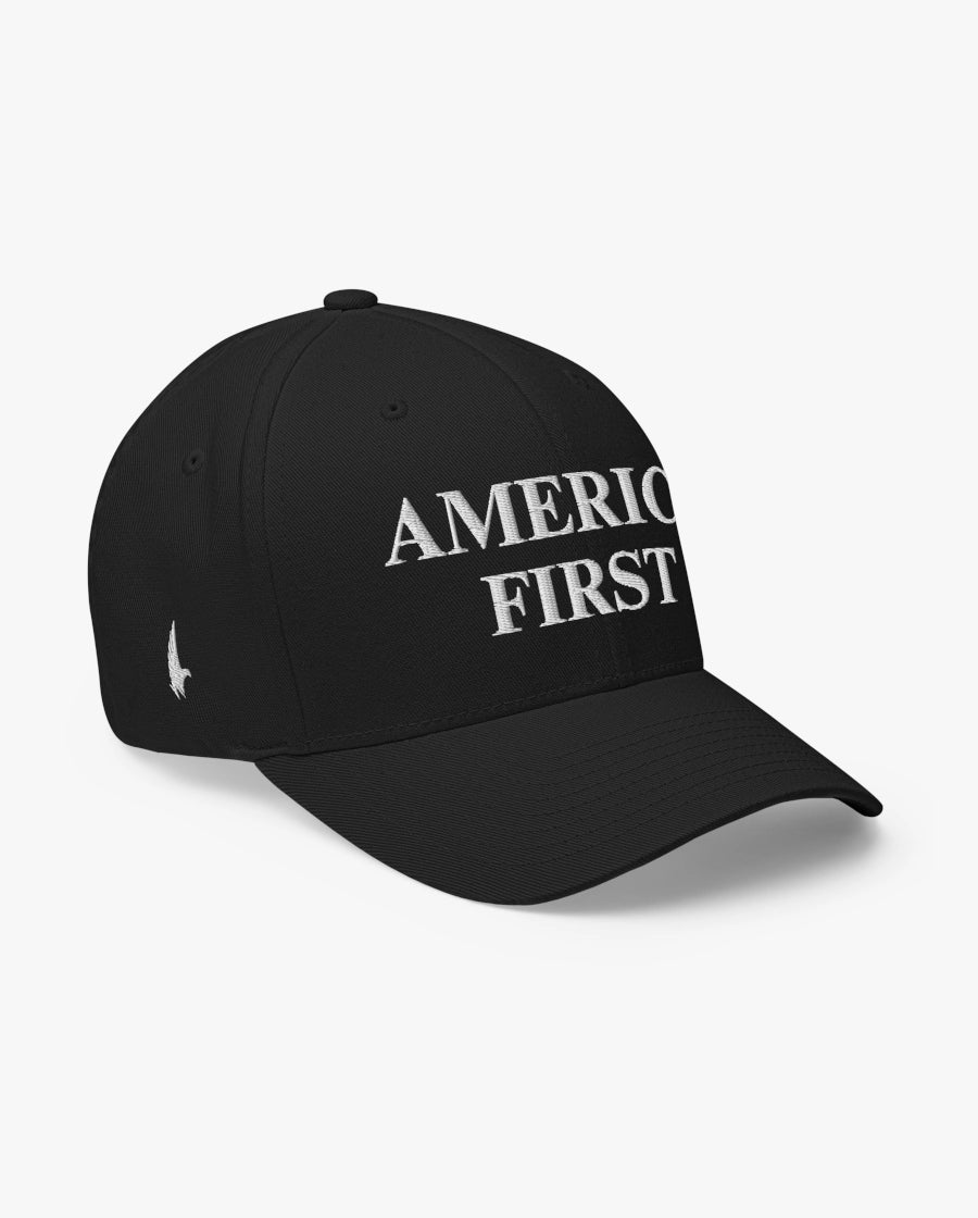 America First Fitted Hat Black Loyalty Vibes