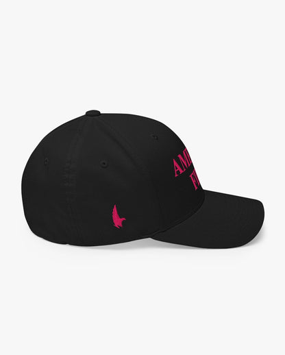 America First Fitted Hat Black/Pink Right Loyalty Vibes