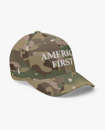 America First Fitted Hat Camo Loyalty Vibes