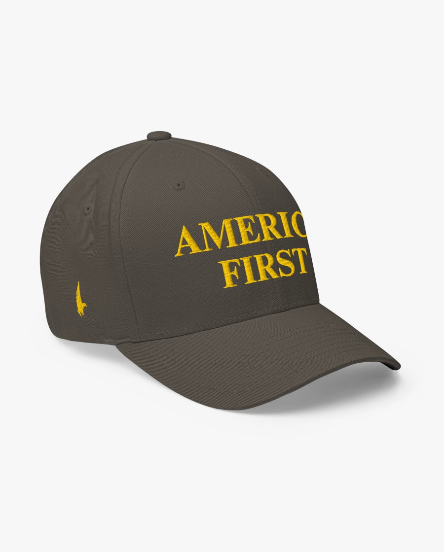 America First Fitted Hat Charcoal Grey/Gold Loyalty Vibes