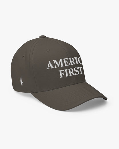 America First Fitted Hat Charcoal Grey Loyalty Vibes