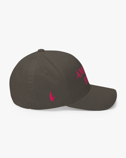America First Fitted Hat Charcoal Grey/Pink Right Loyalty Vibes