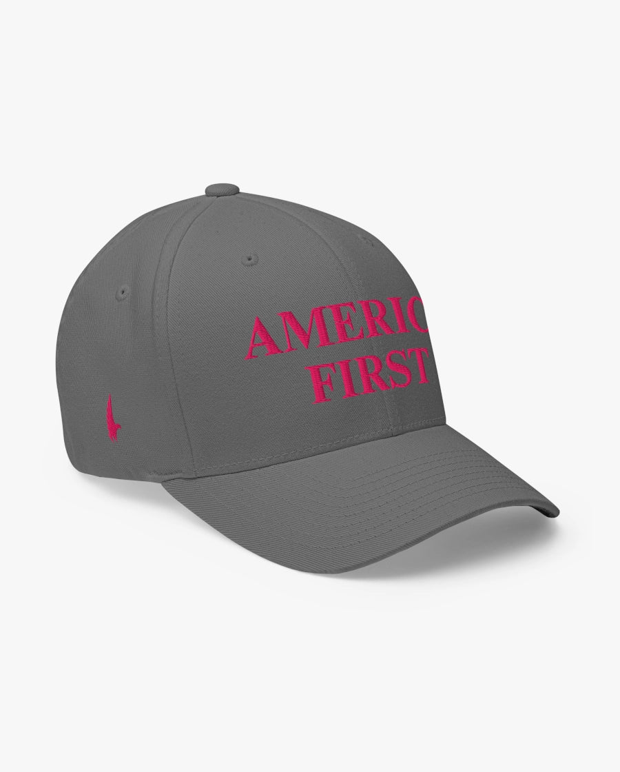 America First Fitted Hat Grey/Pink Loyalty Vibes