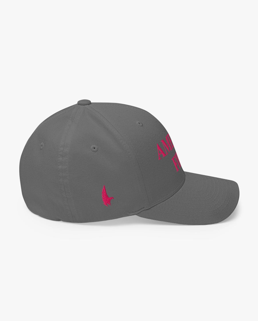 America First Fitted Hat Grey/Pink Right Loyalty Vibes