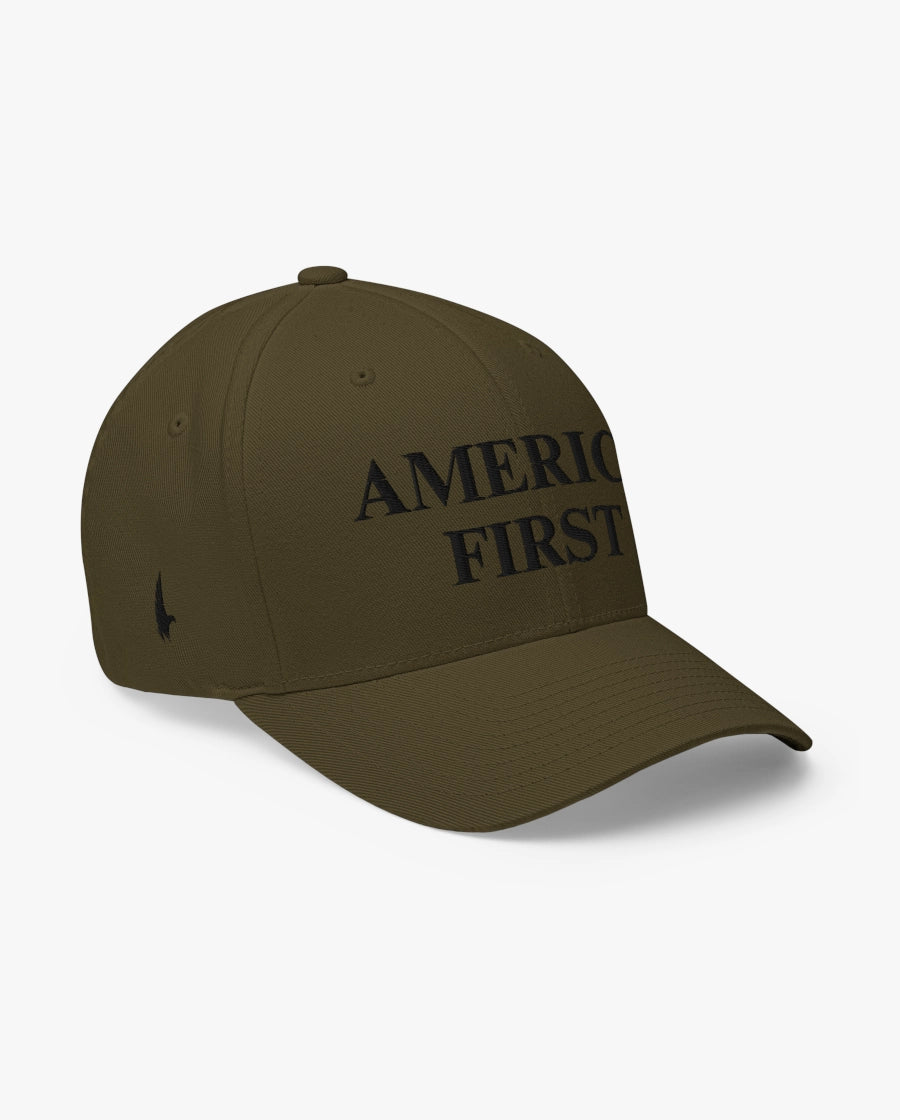America First Fitted Hat Military Green/Black Loyalty Vibes