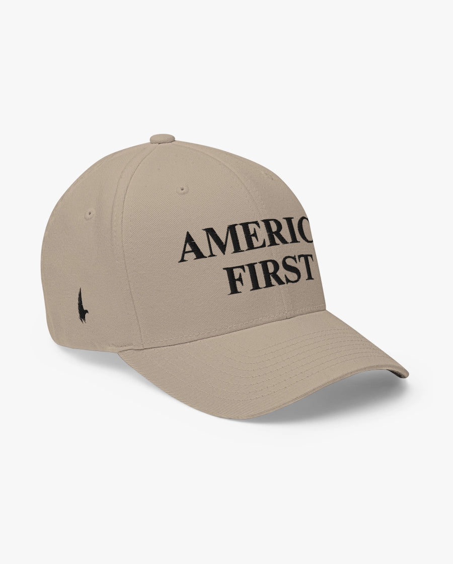 America First Fitted Hat Sandstone/Black Loyalty Vibes