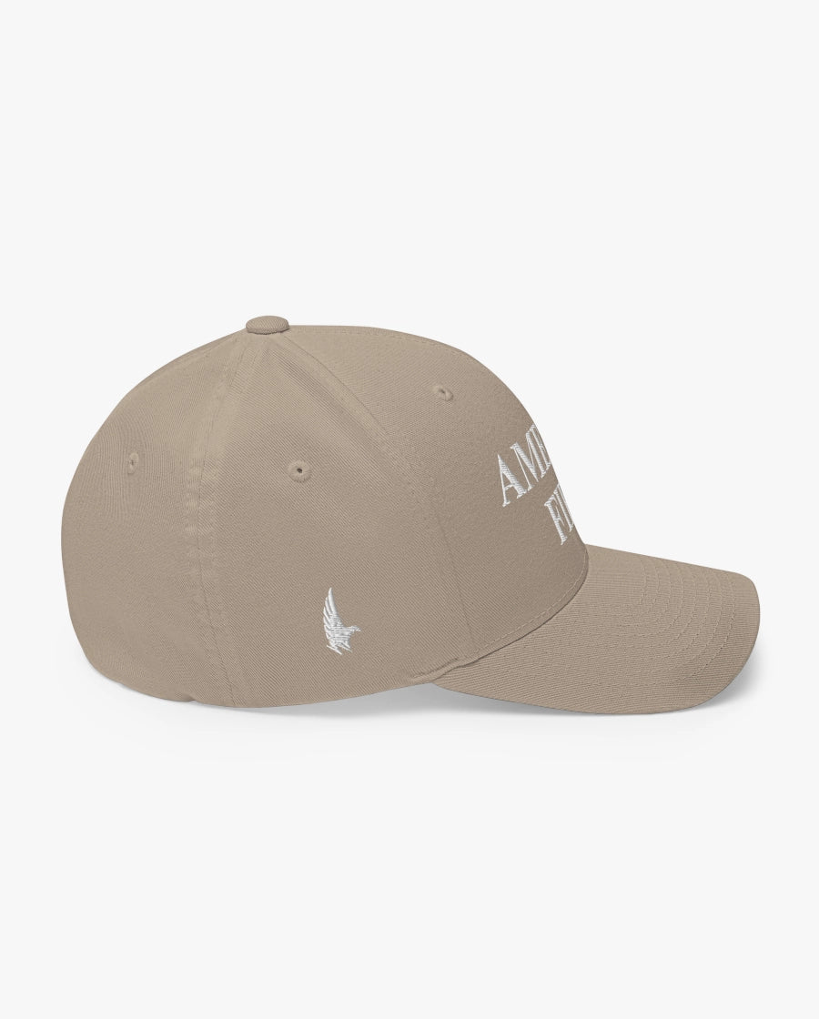 America First Fitted Hat Sandstone Right Loyalty Vibes