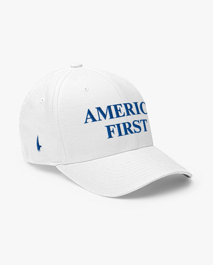 America First Fitted Hat White/Blue Loyalty Vibes