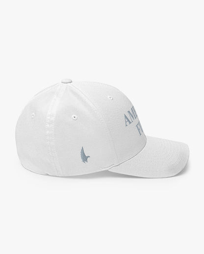 America First Fitted Hat White/Grey Right Loyalty Vibes