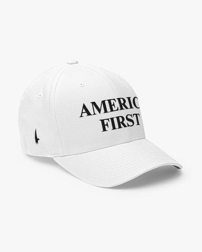 America First Fitted Hat White Loyalty Vibes
