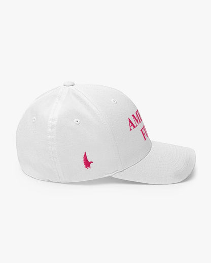 America First Fitted Hat White/Pink Right Loyalty Vibes