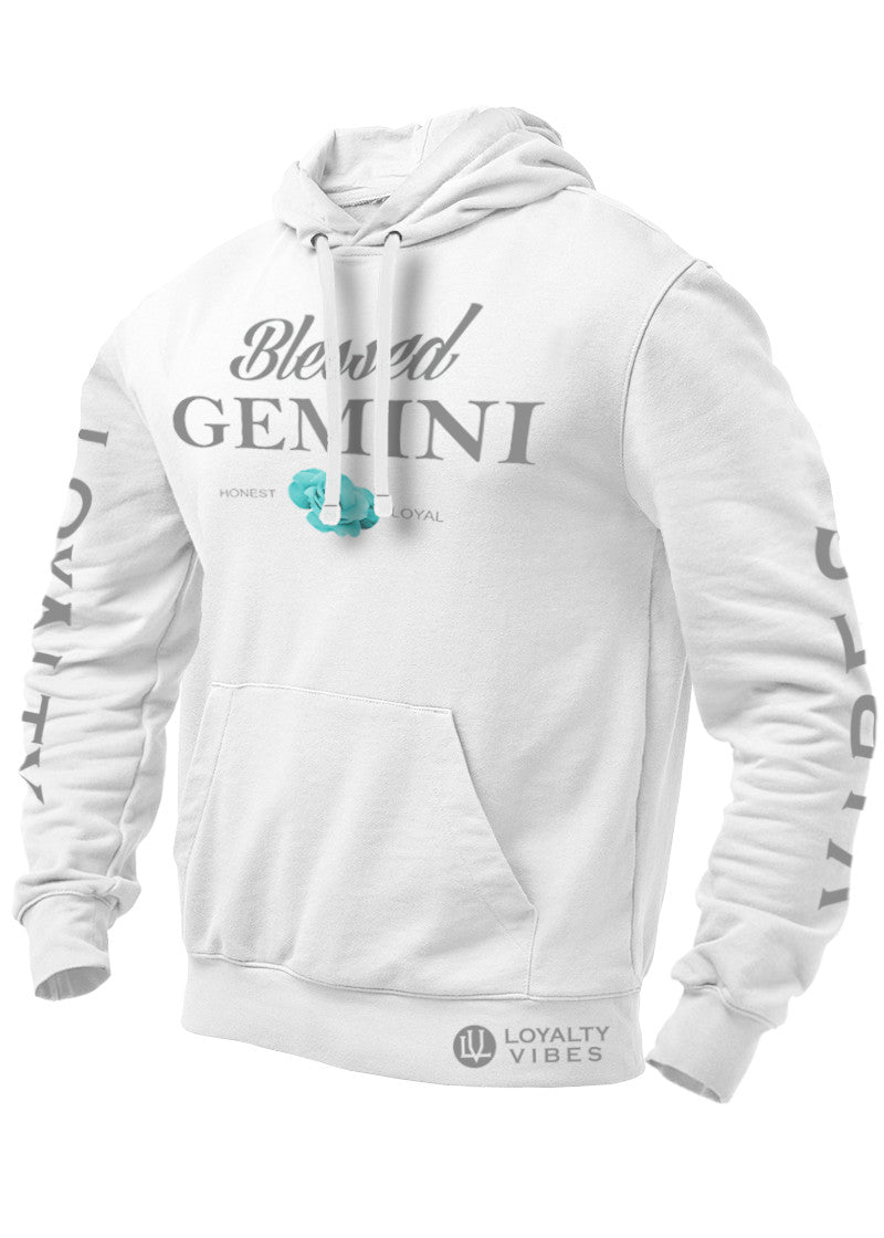 Blessed Gemini Graphic Hoodie White Grey - Loyalty Vibes