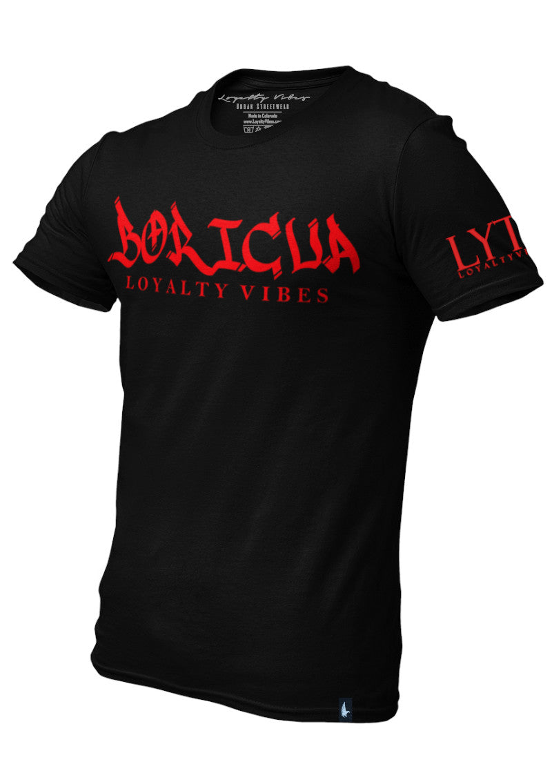 Loyalty Vibes Boricua T-Shirt Black/Red - Loyalty Vibes