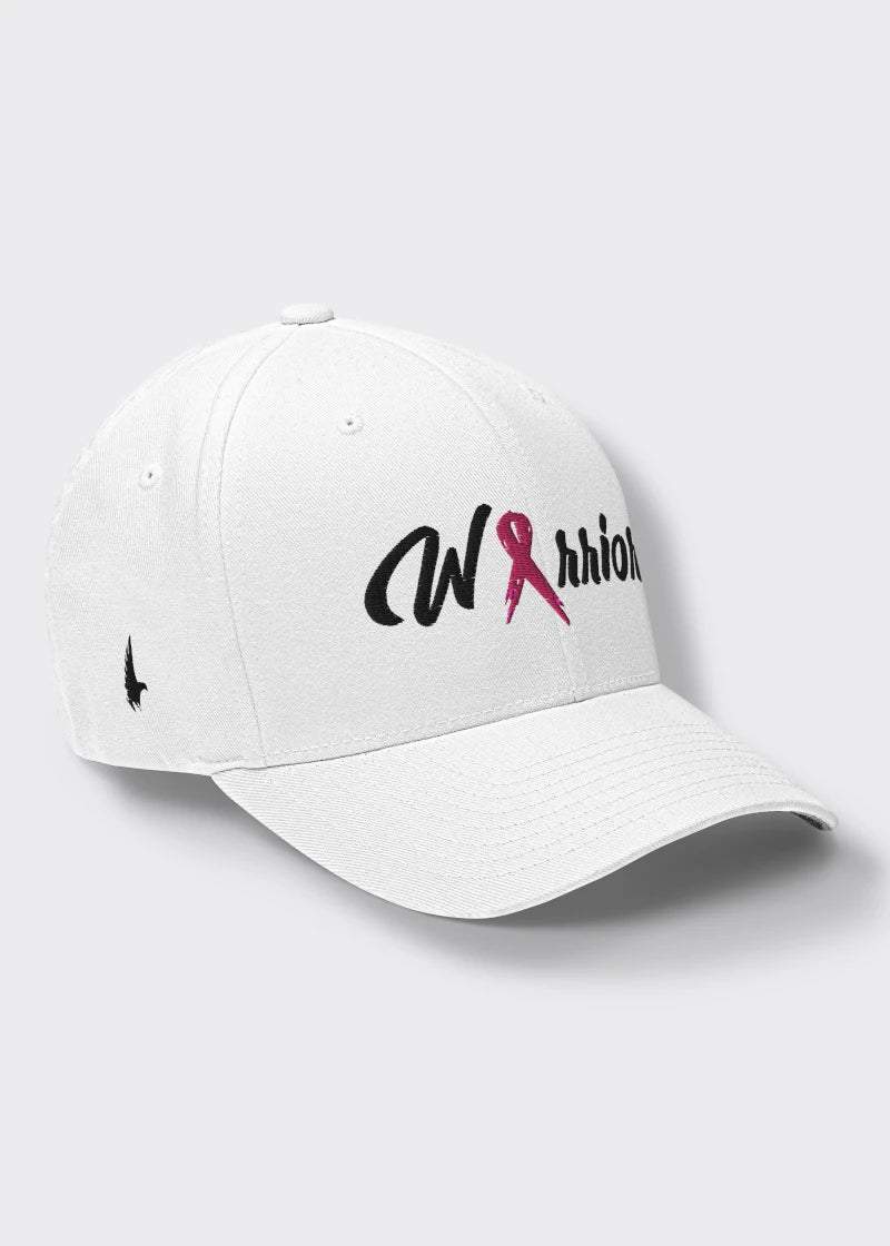 Breast Cancer Warrior Fitted Hat White - Loyalty Vibes