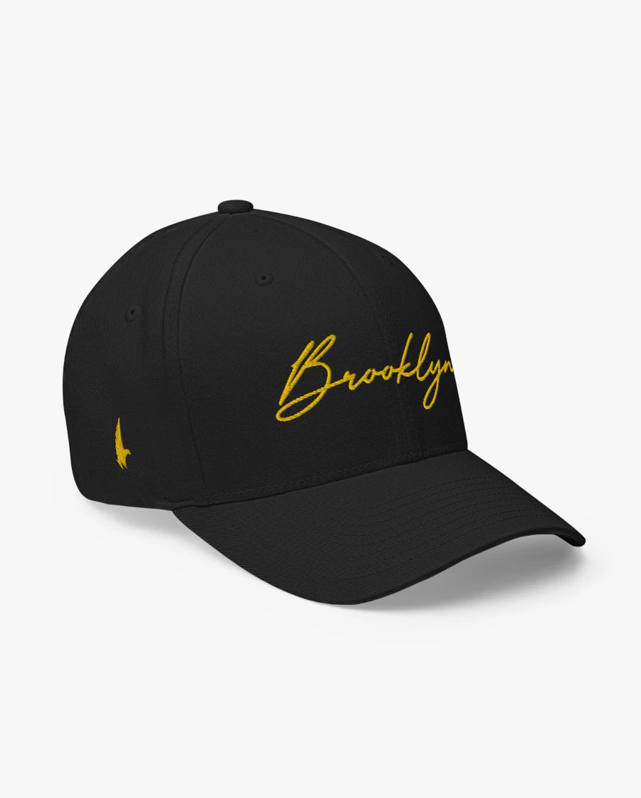 Loyalty Vibes Brooklyn Signature Series Fitted Hat Black Yellow Loyalty Vibes