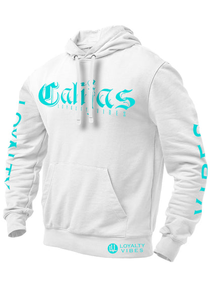 Califas Hoodie White Teal - Loyalty Vibes