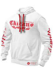 Chicano Boss Graphic Hoodie White Red - Loyalty Vibes
