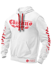 Loyalty Vibes Chicano Boss Hoodie - White / Red - Loyalty Vibes