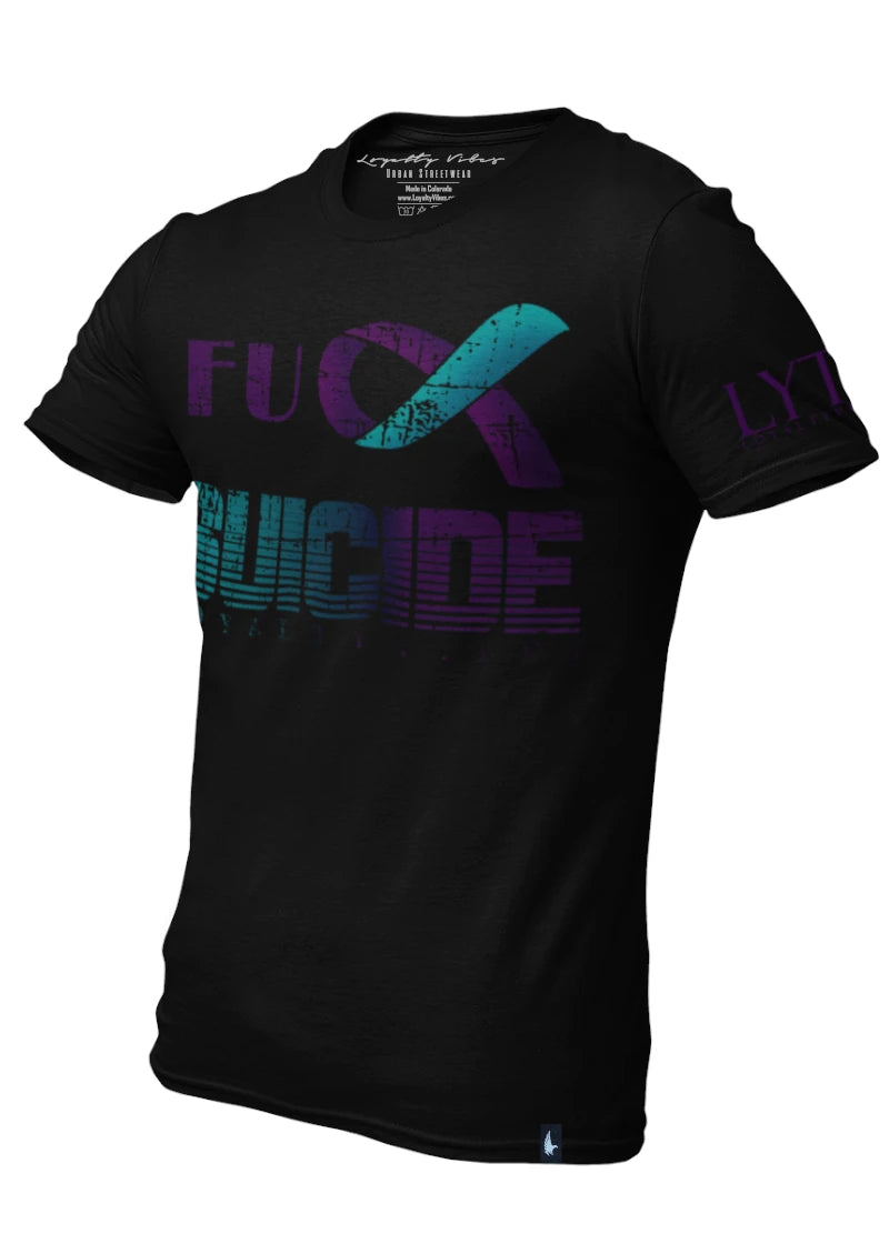 Loyalty Vibes Loyalty Vibes Classic Fk Suicide T-Shirt Black Teal Purple