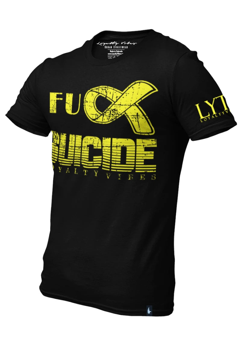 Loyalty Vibes Loyalty Vibes Classic Fk Suicide T-Shirt Black Yellow